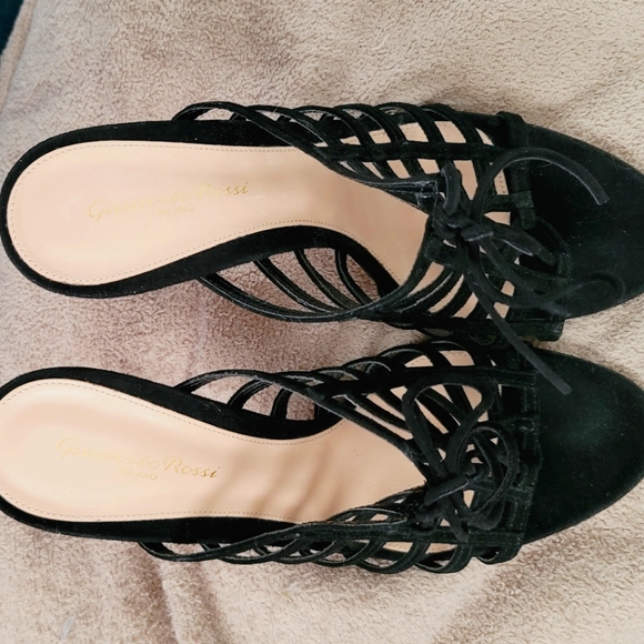 Gianvito Rossi Black Suede Caged Stiletto Heels Size 9.5/41 Like New Condition - Picture 4 of 16